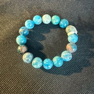 Chunky Blue Apatite Natural Crystal Bracelet